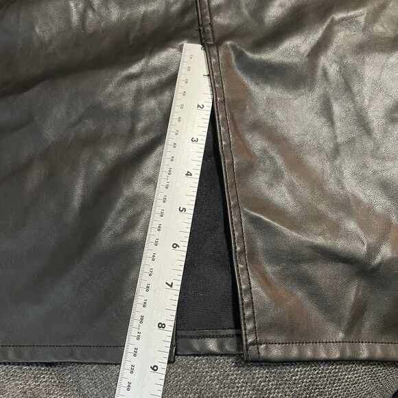 Terra & Sky Faux Leather Pencil Skirt Midi Black High Rise Slim Fit Size 20W - Picture 7 of 9